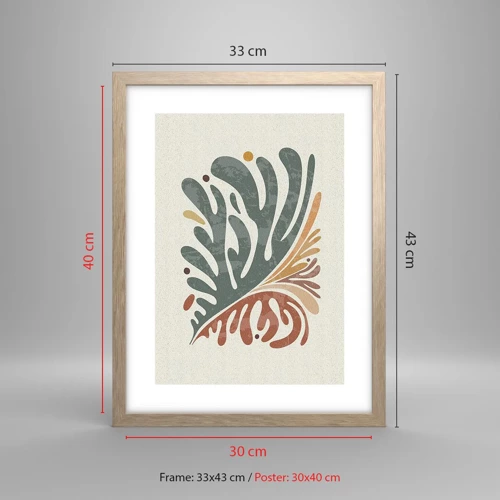 Poster in light oak frame - Multicolour Leaf - 30x40 cm