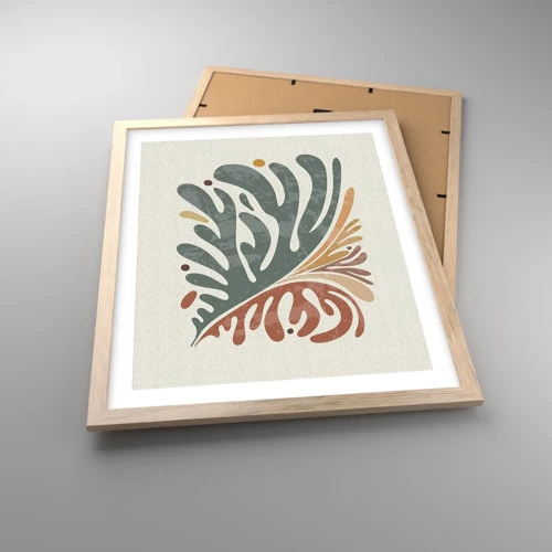 Poster in light oak frame - Multicolour Leaf - 40x50 cm