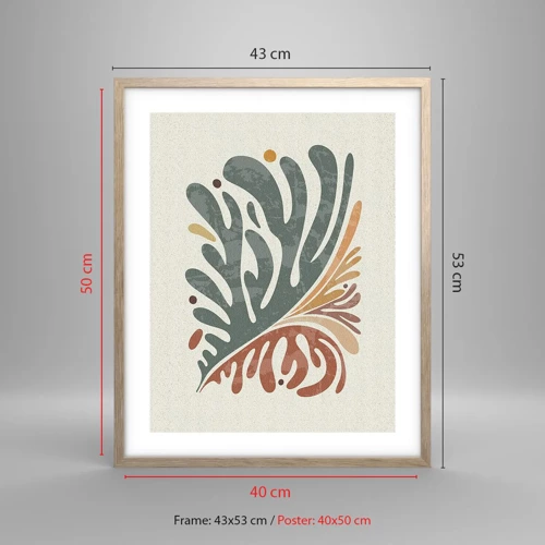 Poster in light oak frame - Multicolour Leaf - 40x50 cm