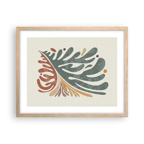 Poster in light oak frame - Multicolour Leaf - 50x40 cm
