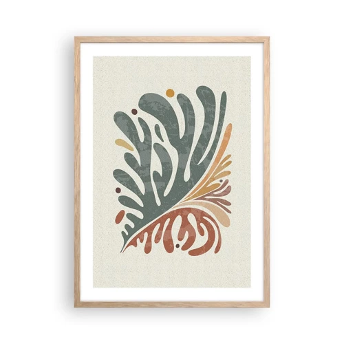 Poster in light oak frame - Multicolour Leaf - 50x70 cm
