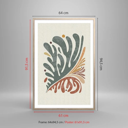 Poster in light oak frame - Multicolour Leaf - 61x91 cm