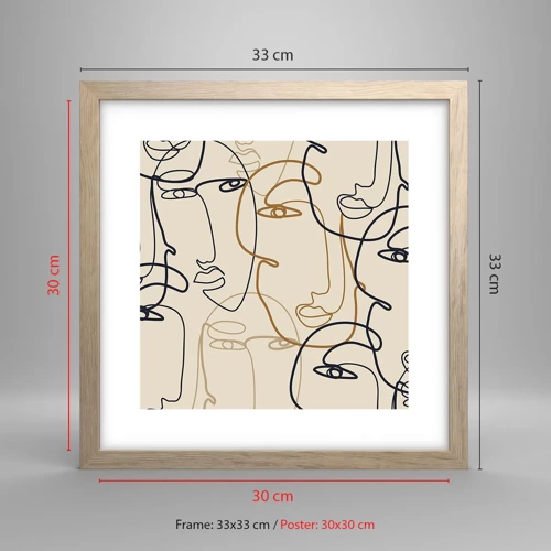 Poster in light oak frame - Multiplied Portrait - 30x30 cm