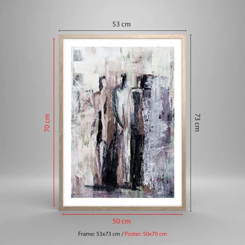 Poster in light oak frame - Mysterious Trio - 50x70 cm