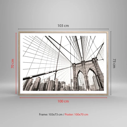 Poster in light oak frame - New York Cathedral - 100x70 cm