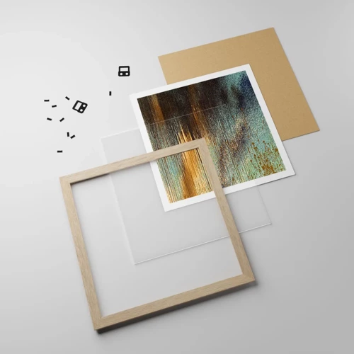 Poster in light oak frame - Non-accidental Colourful Composition - 40x40 cm