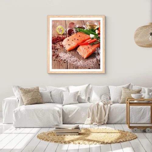 Poster in light oak frame - Norwegian Adventure in the Kitchen - 40x40 cm