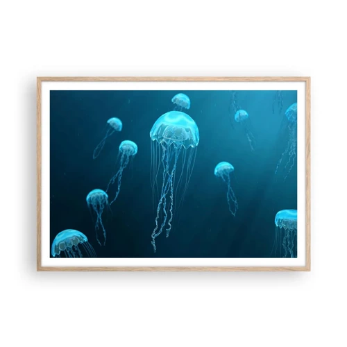 Poster in light oak frame - Ocean Dance - 100x70 cm