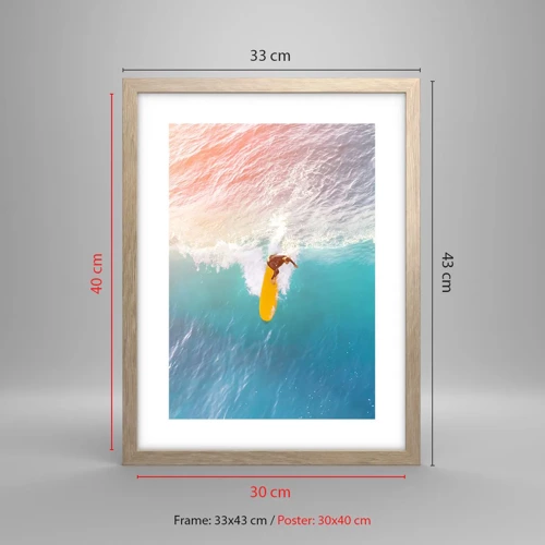 Poster in light oak frame - Ocean Rider - 30x40 cm