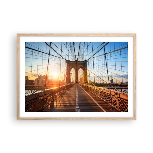 Poster in light oak frame - On a Golden Bridge - 70x50 cm