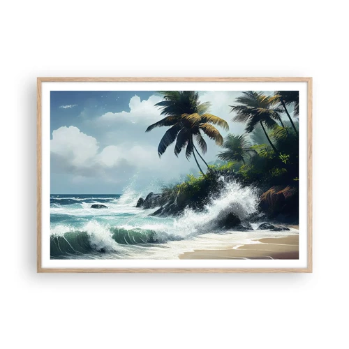 Poster in light oak frame - On a Tropical Shore - 100x70 cm