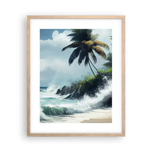 Poster in light oak frame - On a Tropical Shore - 40x50 cm