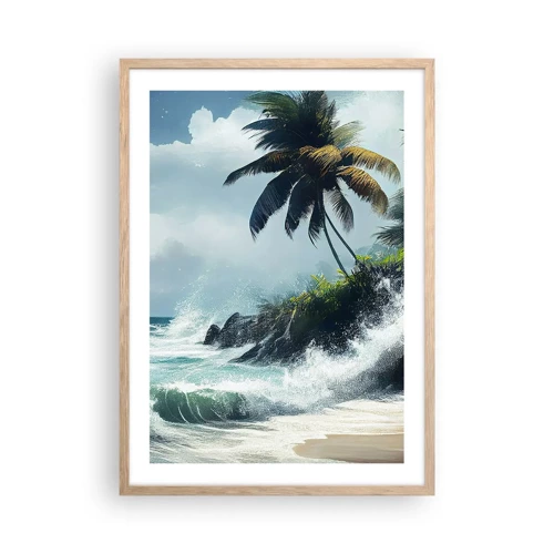 Poster in light oak frame - On a Tropical Shore - 50x70 cm