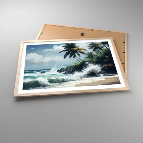 Poster in light oak frame - On a Tropical Shore - 70x50 cm