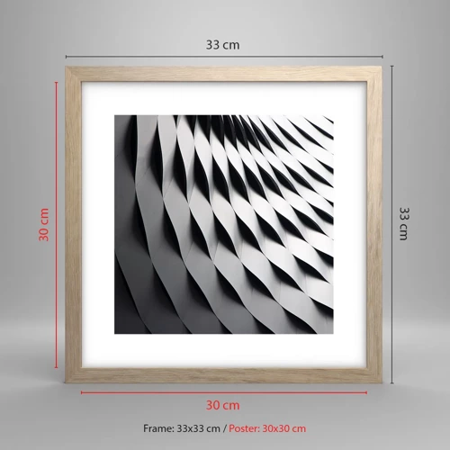 Poster in light oak frame - On the Surface of the Wave - 30x30 cm