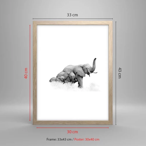 Poster in light oak frame - One, Two, Three - 30x40 cm