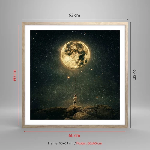 Poster in light oak frame - One that Stole the Moon - 60x60 cm