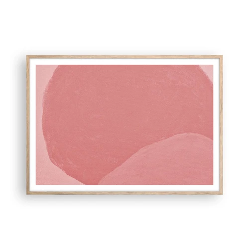 Poster in light oak frame - Organic Composition In Pink - 100x70 cm