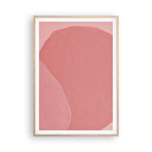 Poster in light oak frame - Organic Composition In Pink - 70x100 cm
