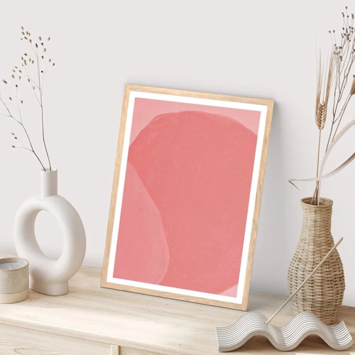Poster in light oak frame - Organic Composition In Pink - 70x100 cm