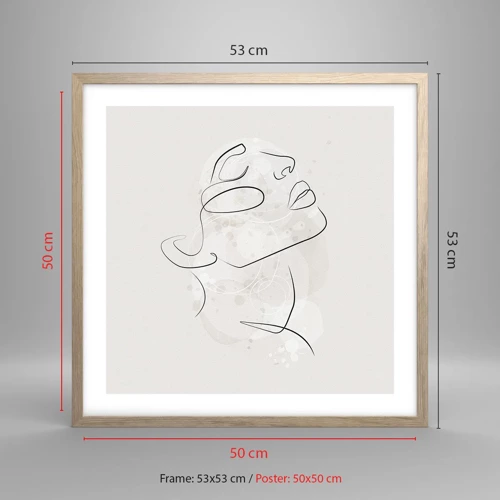 Poster in light oak frame - Outline of Happiness - 50x50 cm