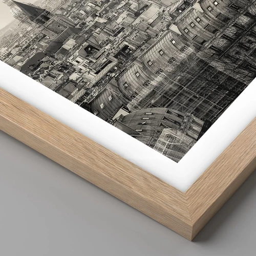 Poster in light oak frame - Over the Roofs of Paris - 40x40 cm