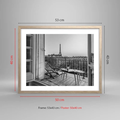 Poster in light oak frame - Parisian Afternoon - 50x40 cm