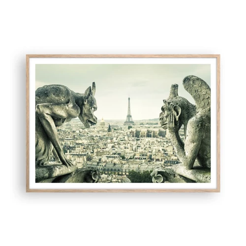 Poster in light oak frame - Parisian Talks - 100x70 cm