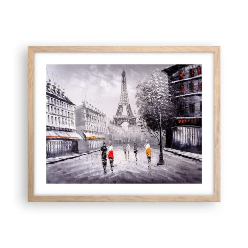 Poster in light oak frame - Parisian Walk - 50x40 cm