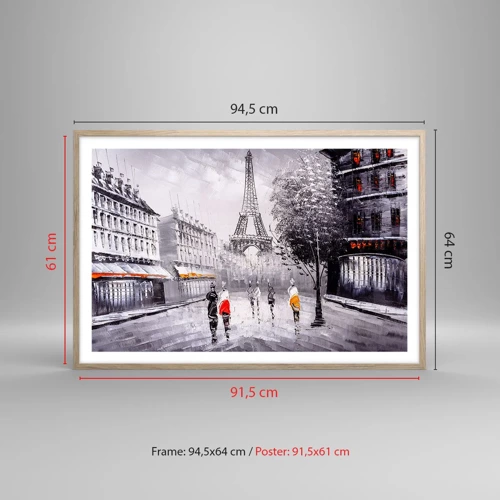 Poster in light oak frame - Parisian Walk - 91x61 cm