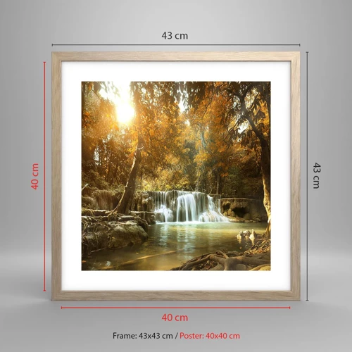 Poster in light oak frame - Park Cascade - 40x40 cm