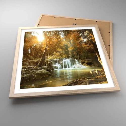Poster in light oak frame - Park Cascade - 50x50 cm