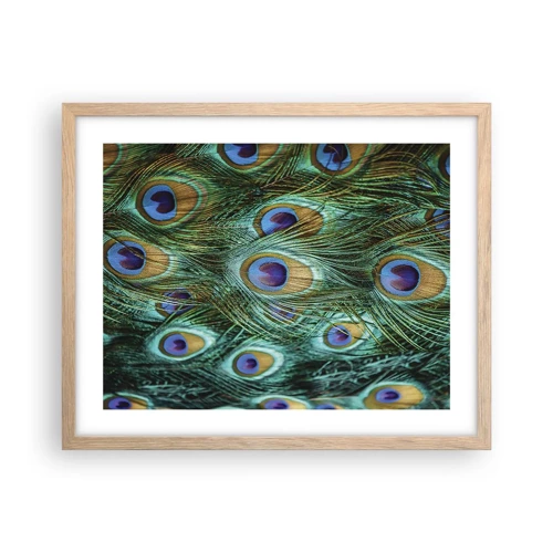 Poster in light oak frame - Peacock Eyes - 50x40 cm