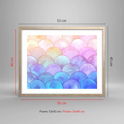 Poster in light oak frame - Pearl Scale - 50x40 cm