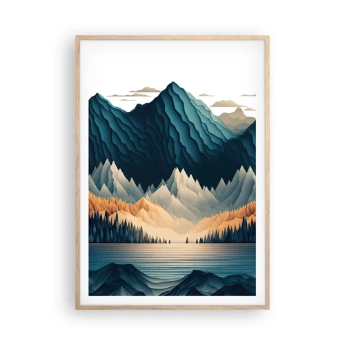 Poster in light oak frame - Perfect Mountain Landscape - 70x100 cm