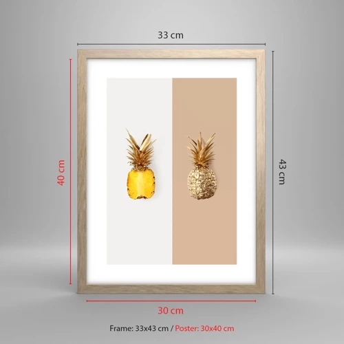 Poster in light oak frame - Pineapple for Us - 30x40 cm