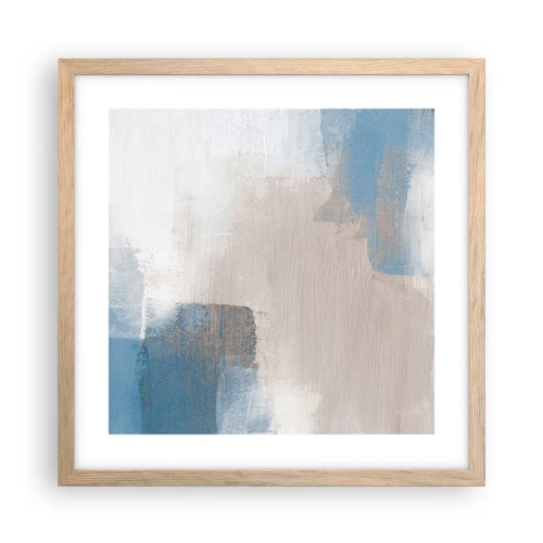 Poster in light oak frame - Pink Abstract with a Blue Curtain - 40x40 cm