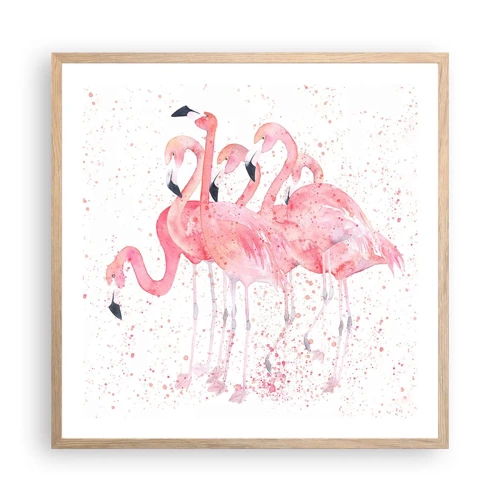 Poster in light oak frame - Pink Power - 60x60 cm