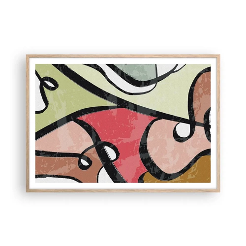 Poster in light oak frame - Pirouettes Among Colours - 100x70 cm