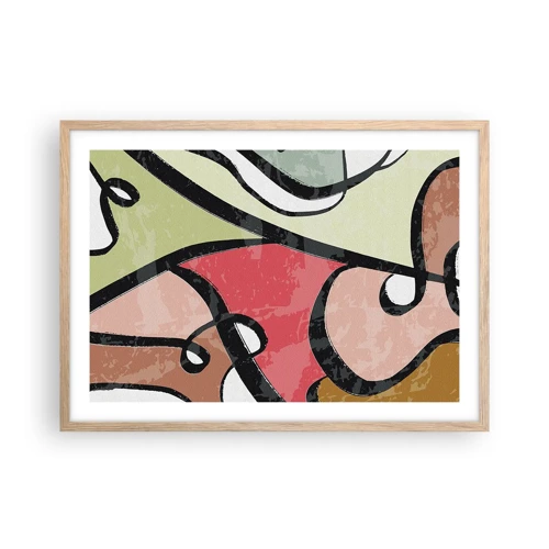 Poster in light oak frame - Pirouettes Among Colours - 70x50 cm