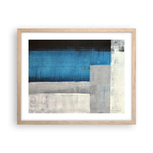 Poster in light oak frame - Poetic Composition of Blue and Grey - 50x40 cm