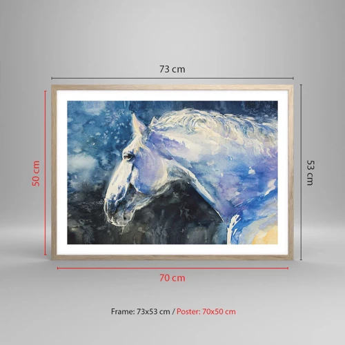 Poster in light oak frame - Portrait in Blue Light - 70x50 cm