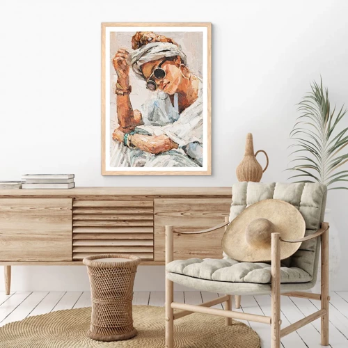 Poster in light oak frame - Portrait in Full Sun - 30x40 cm