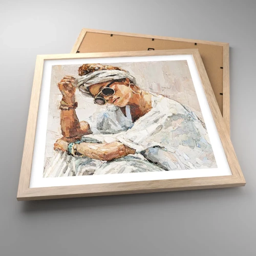 Poster in light oak frame - Portrait in Full Sun - 40x40 cm