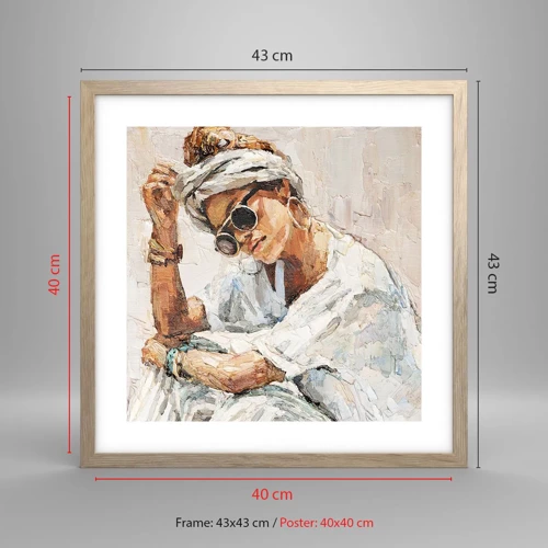 Poster in light oak frame - Portrait in Full Sun - 40x40 cm