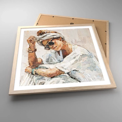 Poster in light oak frame - Portrait in Full Sun - 50x50 cm