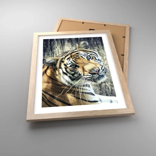 Poster in light oak frame - Portrait in Rays of Light - 30x40 cm