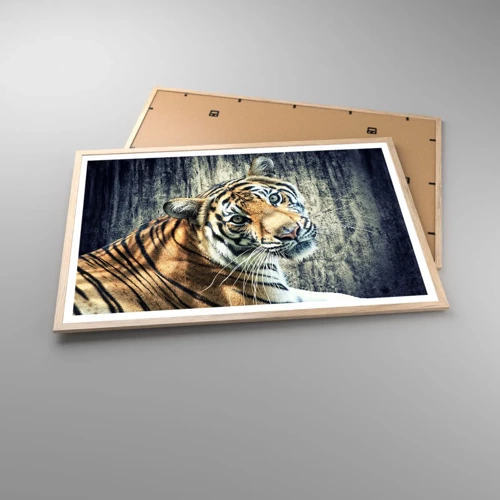 Poster in light oak frame - Portrait in Rays of Light - 91x61 cm