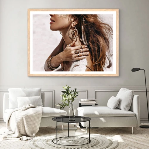 Poster in light oak frame - Queen of a Wild Beach - 100x70 cm