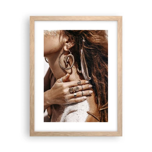 Poster in light oak frame - Queen of a Wild Beach - 30x40 cm